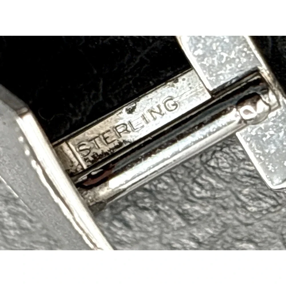 Vintage Anson Sterling Silver 925 Brushed Square Cufflinks Ornate
